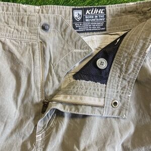 Kuhl Shorts Mens Size 38 Gray/Green Khaki Cargo Vintage Patina Dye Hiking EUC